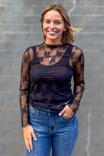 Black Lace Layering Top