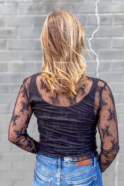 Black Lace Layering Top back