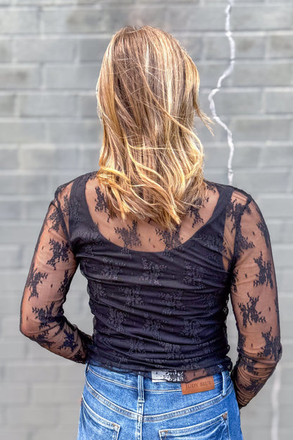 Black Lace Layering Top back