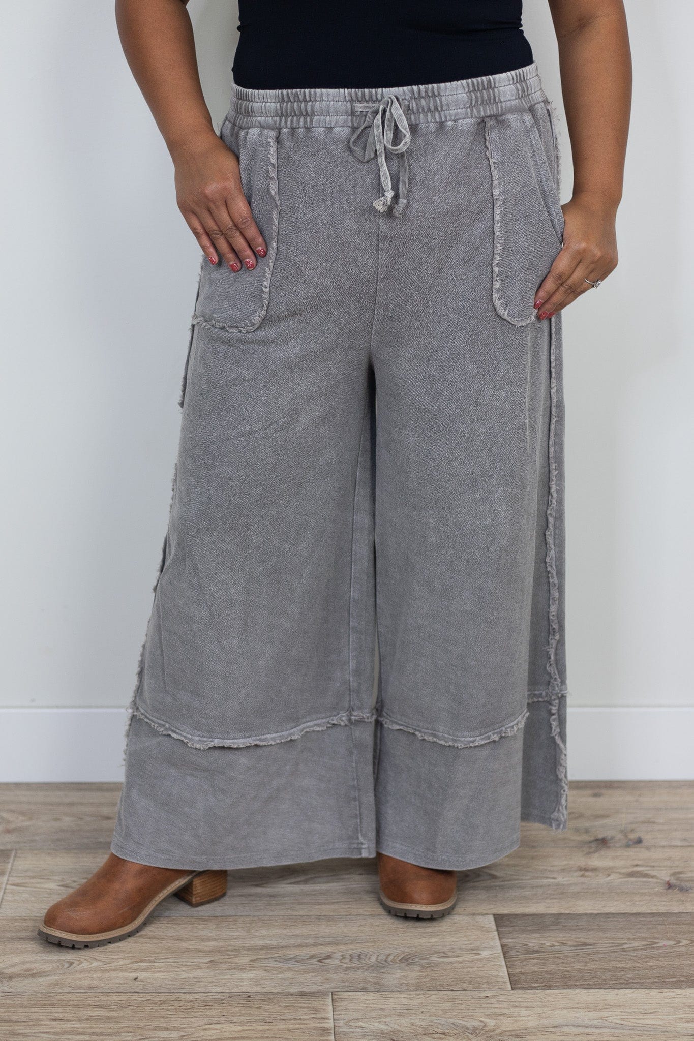 Ash Mineral Washed Wide Leg