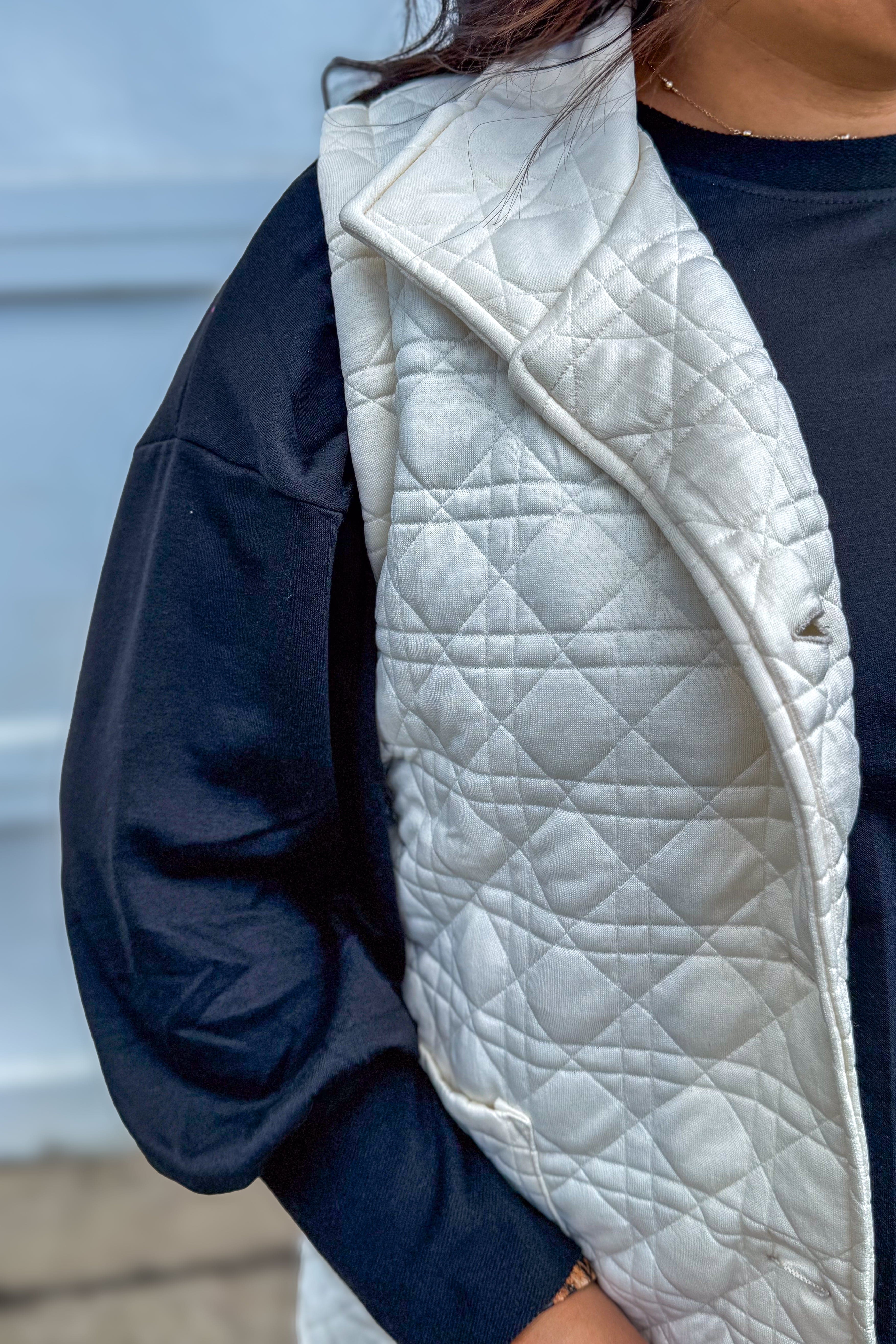 Cream Button Down Vest details