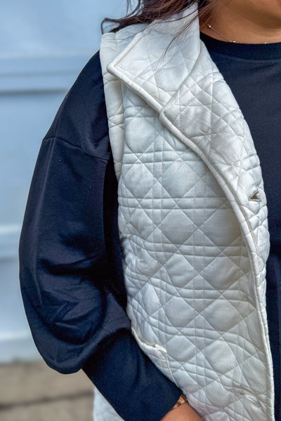 Cream Button Down Vest details