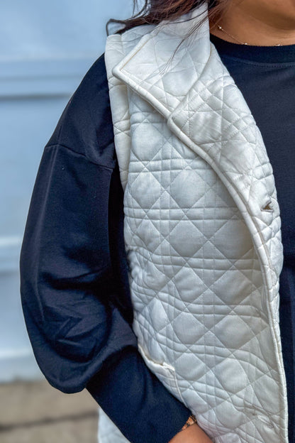Cream Button Down Vest details