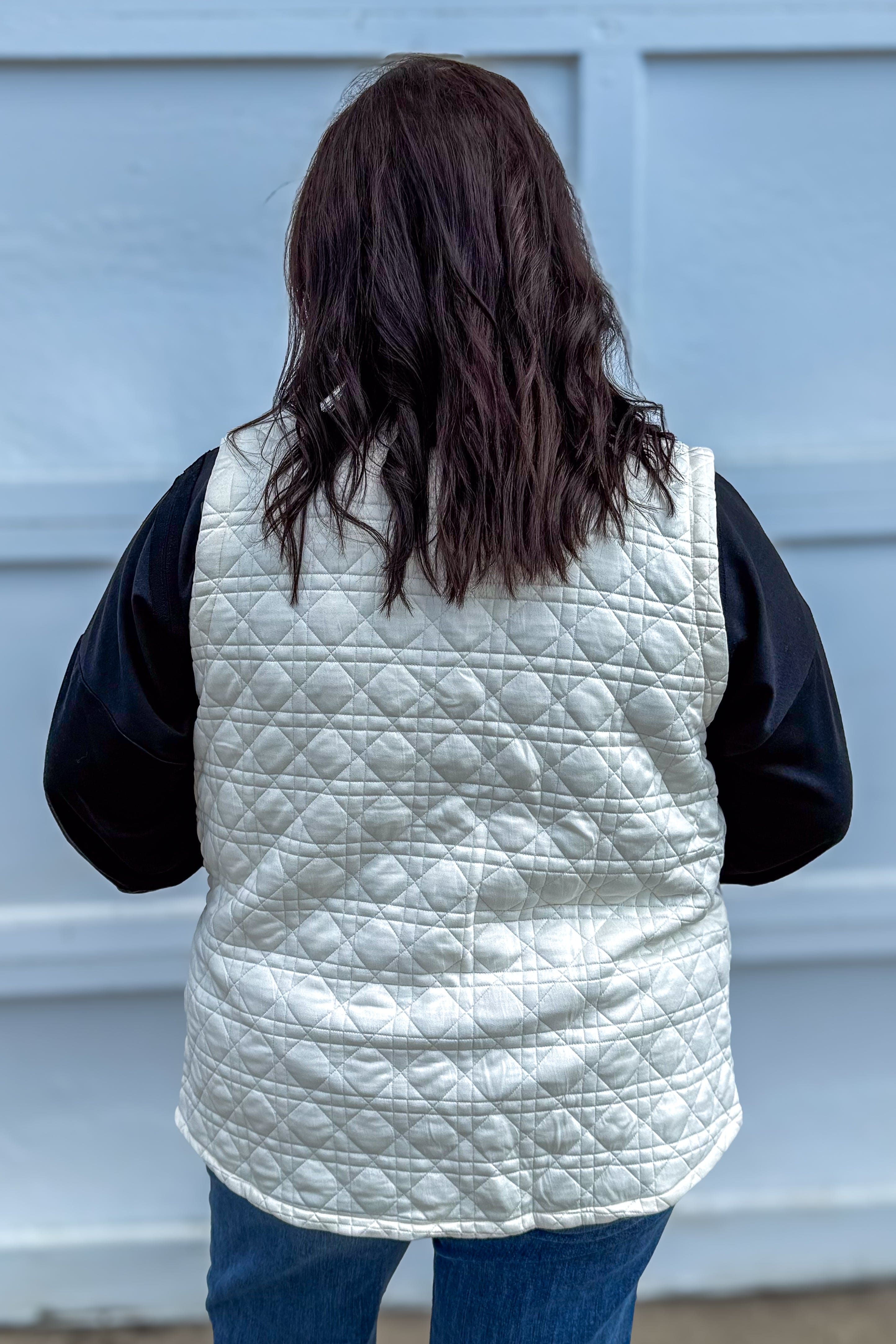 Cream Button Down Vest back