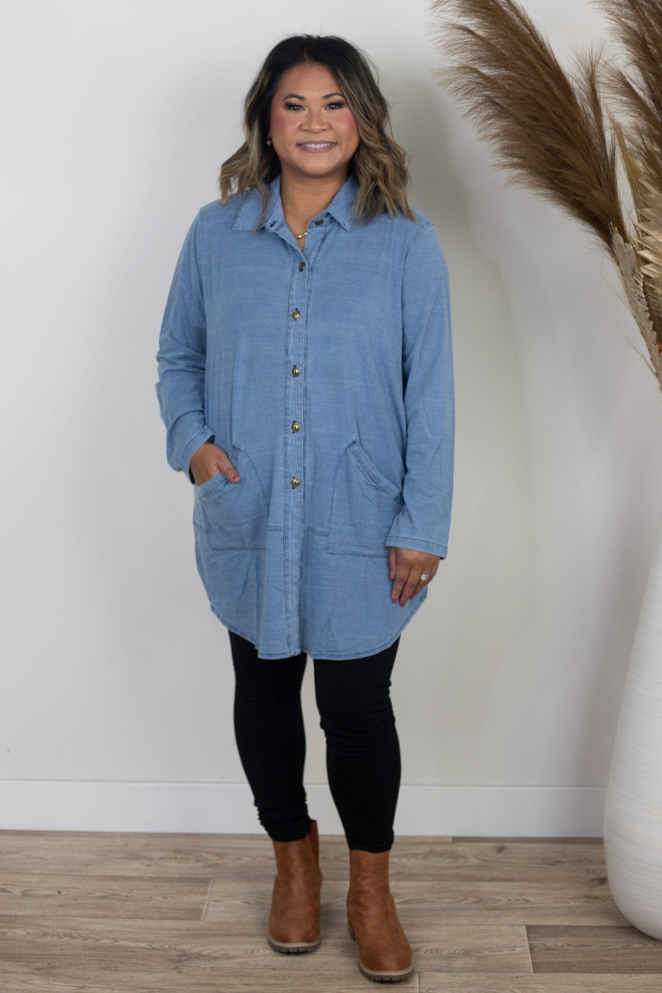 Light Denim Button Down  Soft Top
