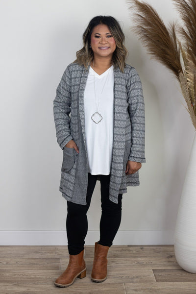 Heathered Black & White Texture Cardigan