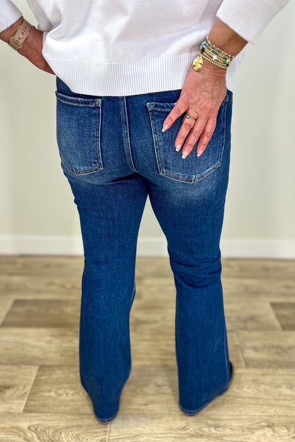 Dark High Rise Ankle Bootcut Jeans