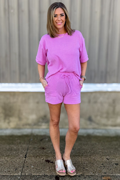 Spring Violet Corded Shorts Set