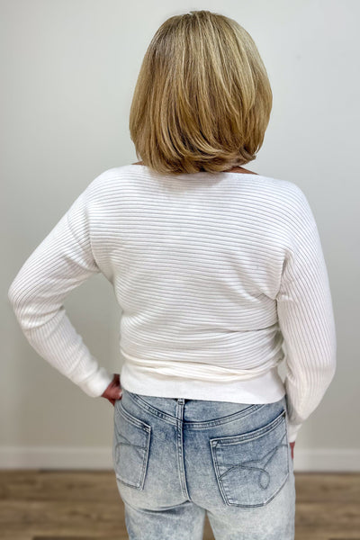 Ivory Ribbed Dolman Sweater back