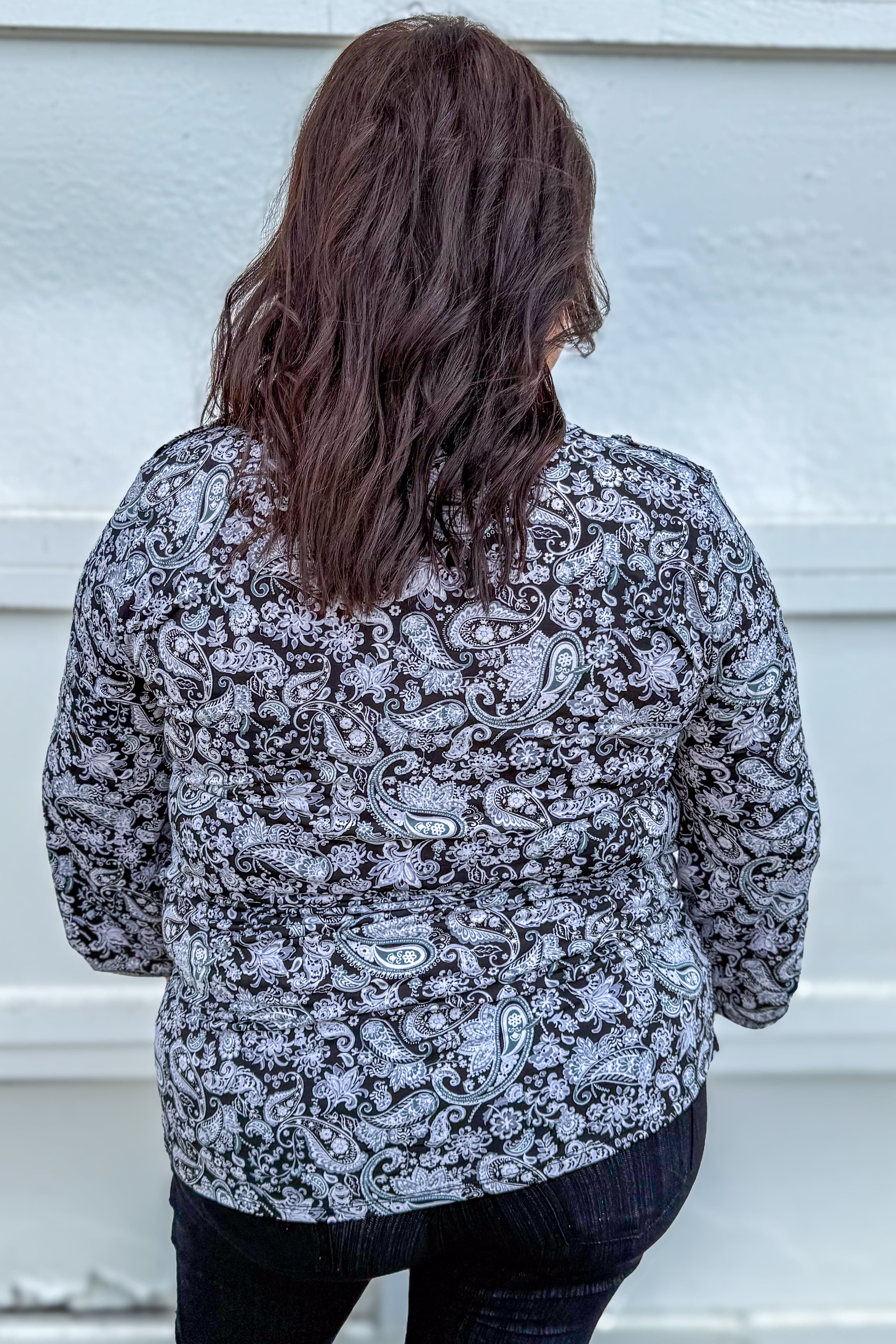 Black & White Paisley Button Lizzy Blouse