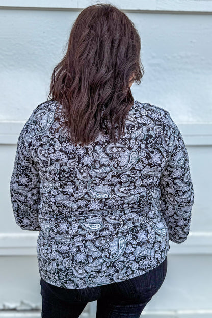 Black & White Paisley Button Lizzy Blouse