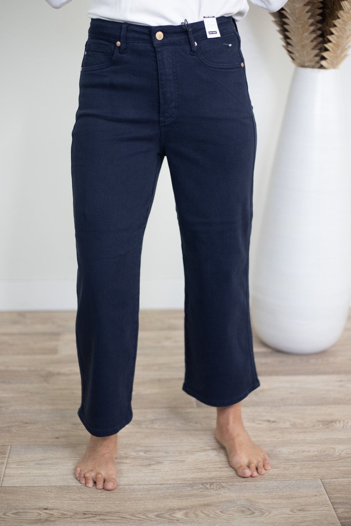 Navy Garment Dyed Wide Crop Jean
