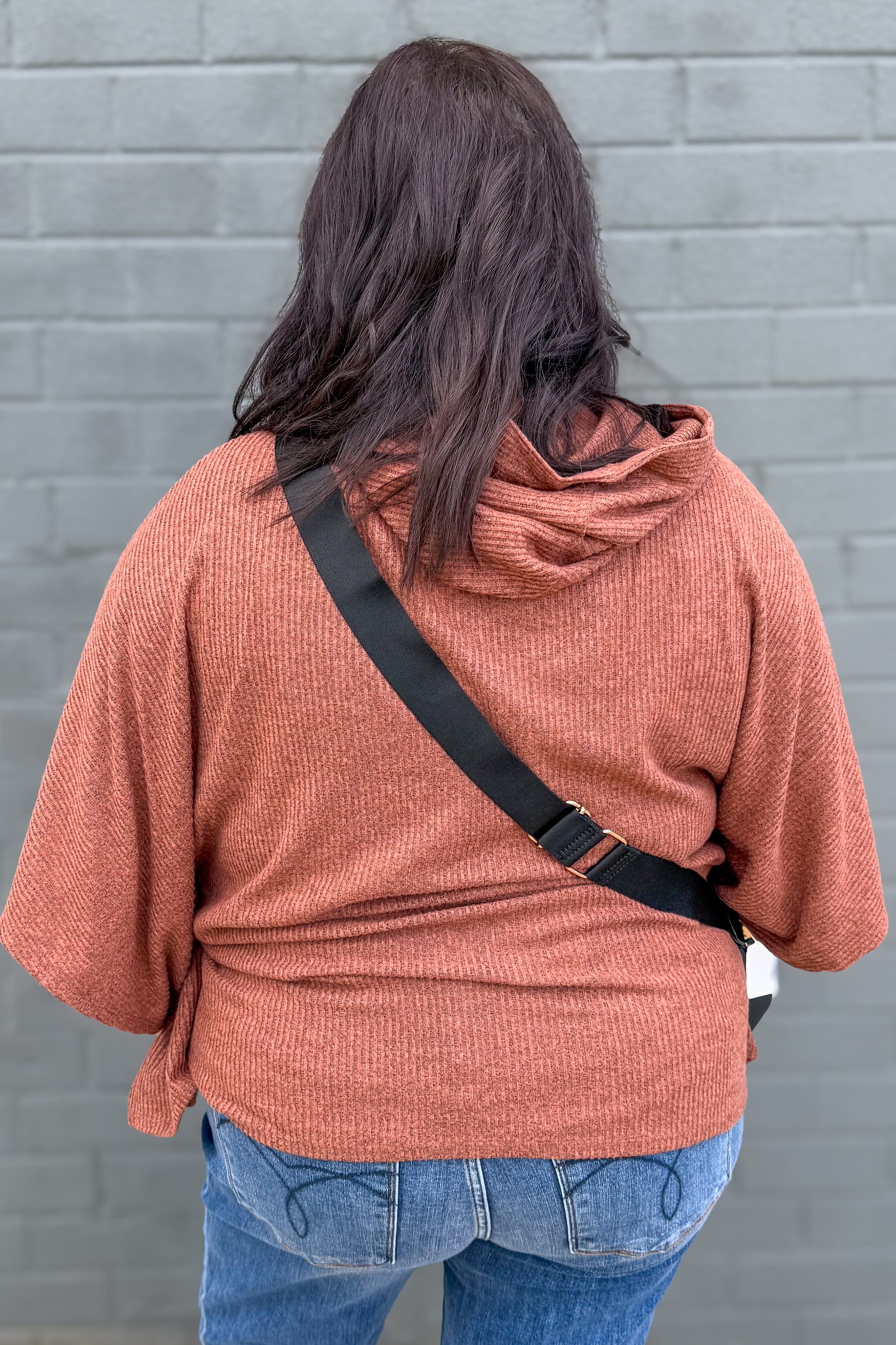 Pumpkin Spice Horizon Ribbed Hooded Poncho back