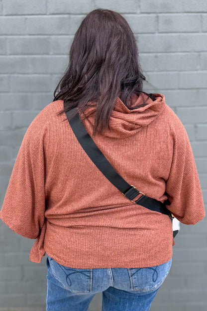 Pumpkin Spice Horizon Ribbed Hooded Poncho back
