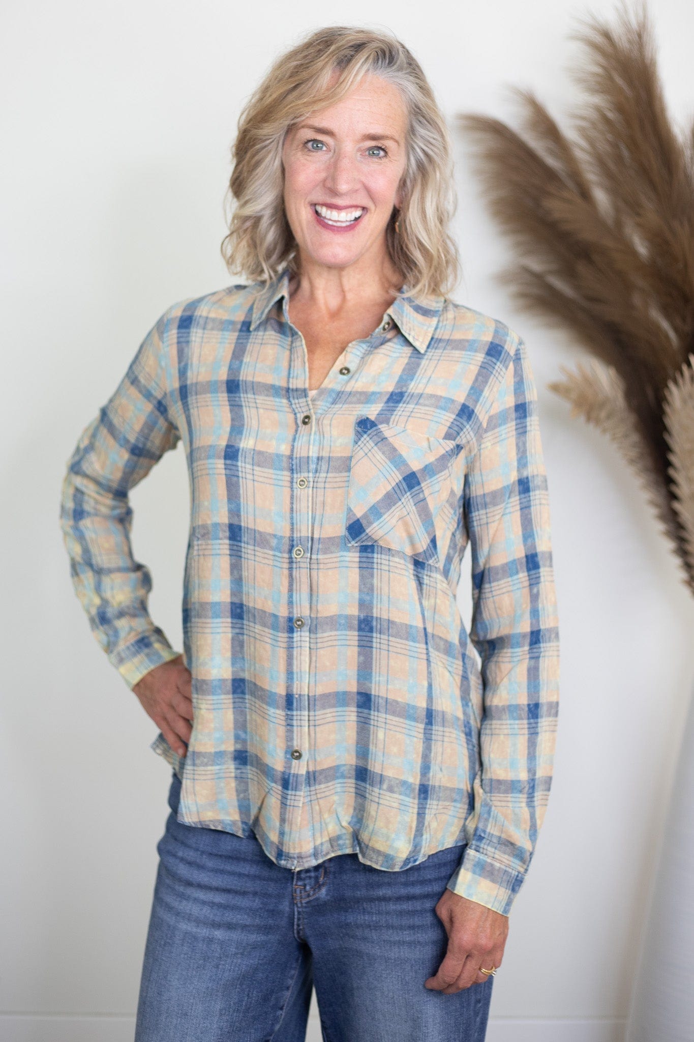 Blue Washed Plaid Longsleeve
