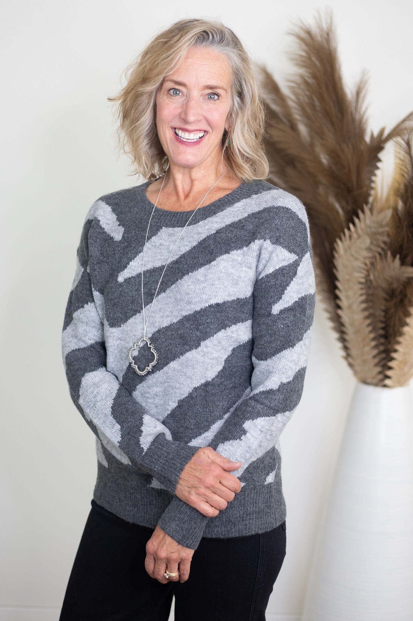 Charcoal Zebra Pattern Sweater