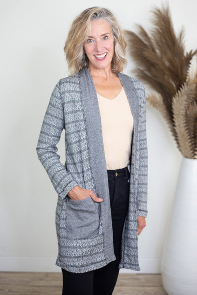 Heathered Black & White Texture Cardigan