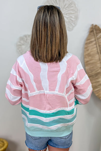 Pink Patchwork Sunset Crew Sweatshirt
 Back