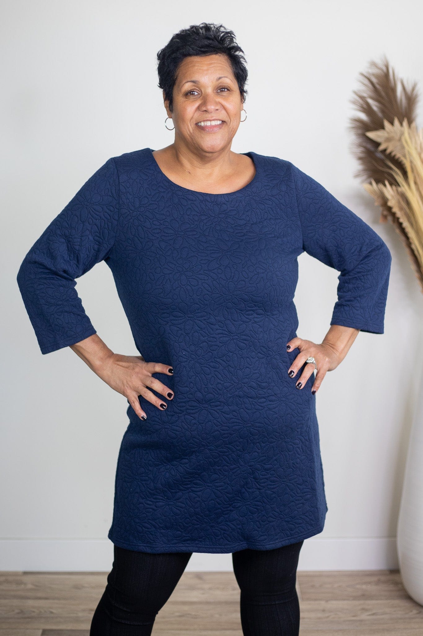 Navy Textured Dress