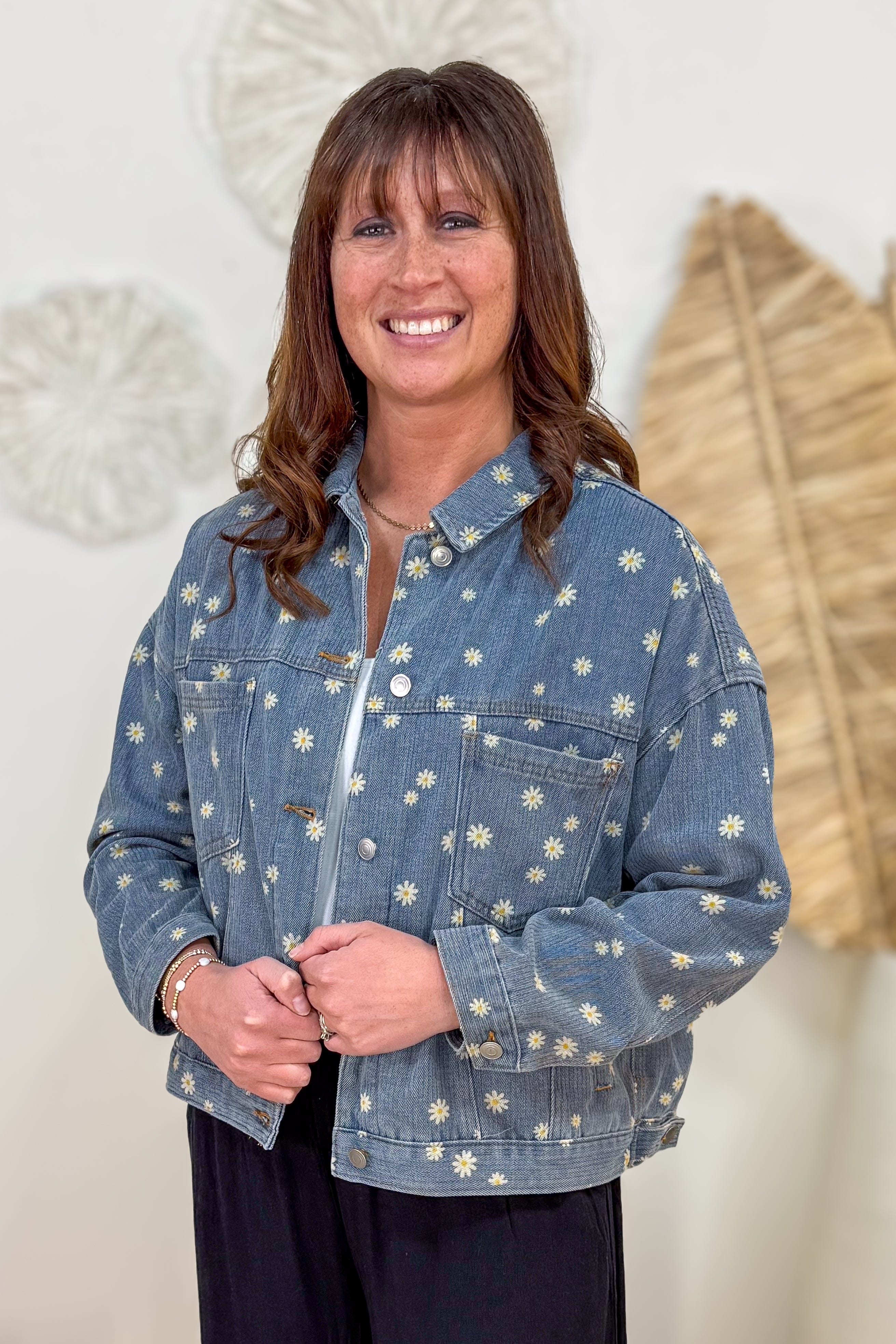 Denim Floral Printed Jacket