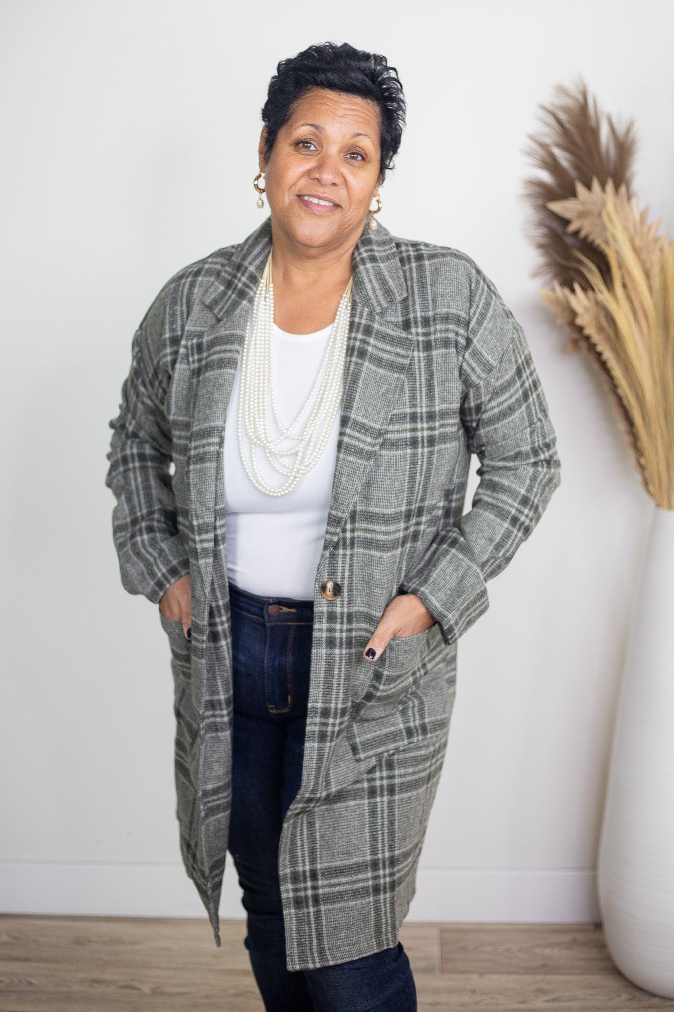 Olive Plaid Coat