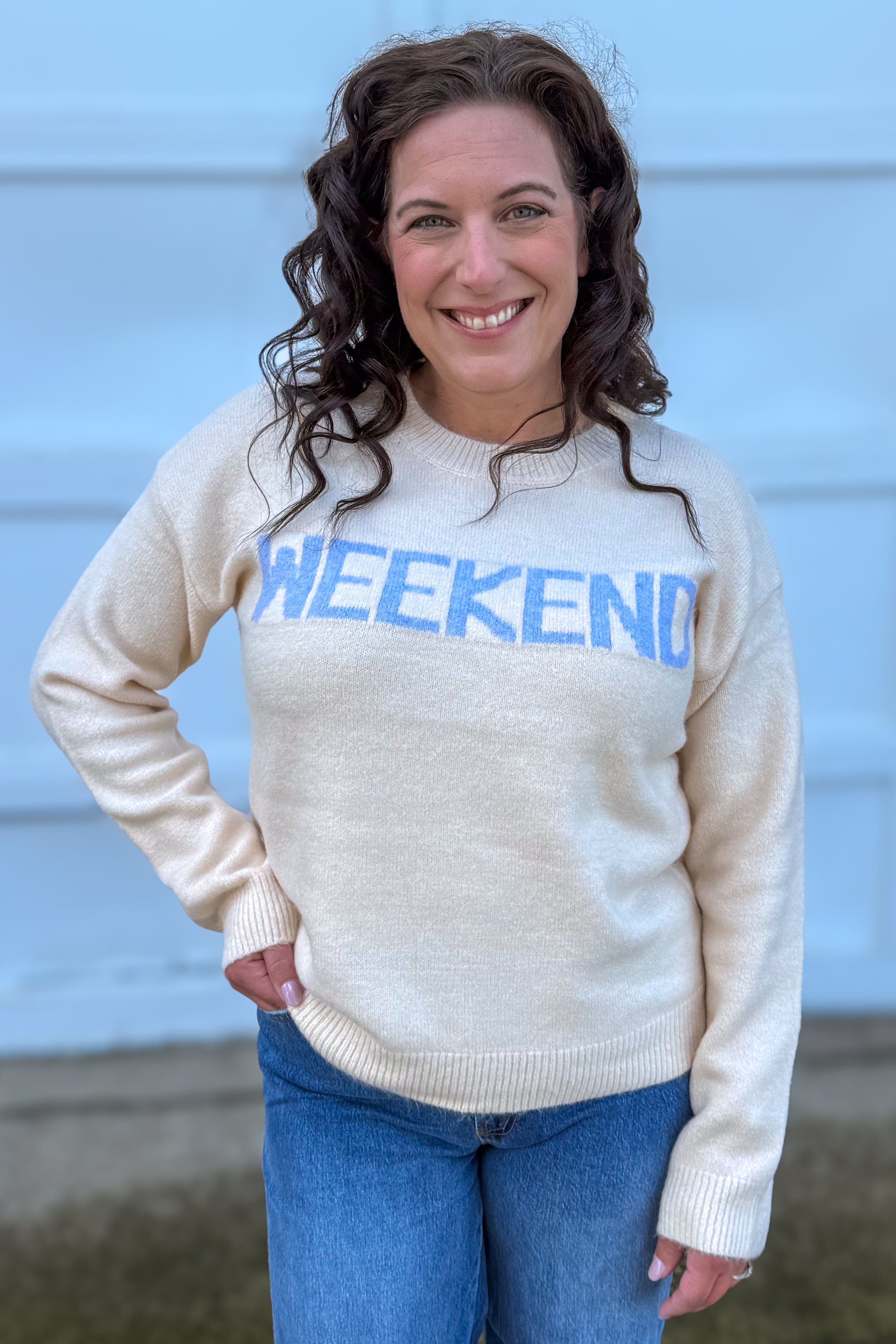 Ecru Crew Neck Weekend Sweater