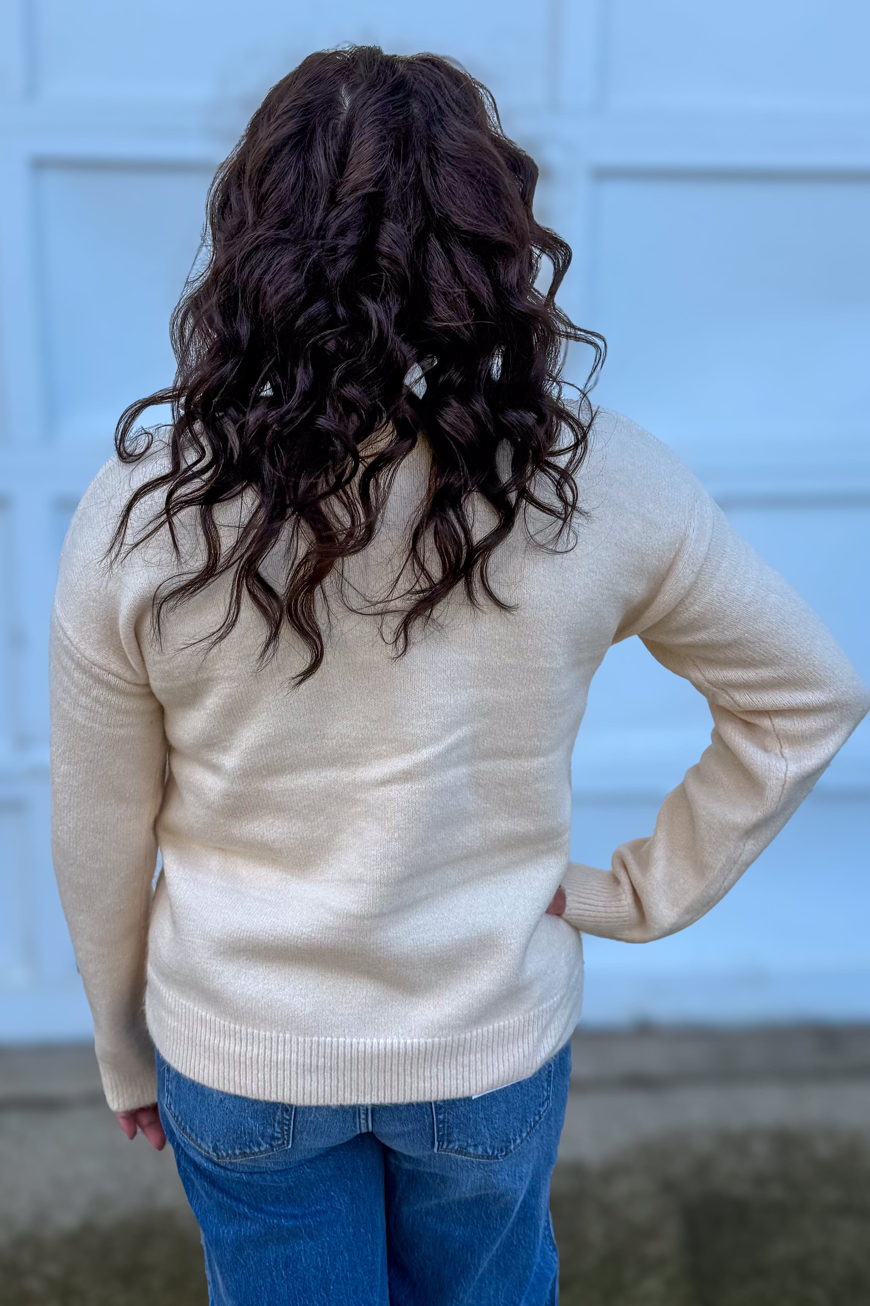 Ecru Crew Neck Weekend Sweater back