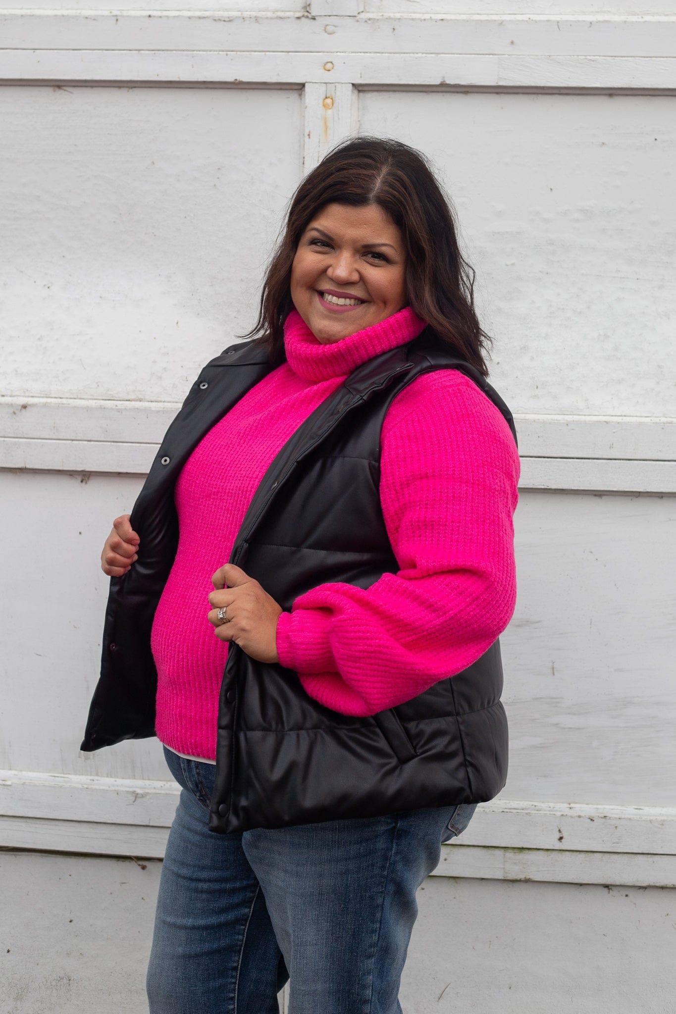 Fuchsia Oversized Turtleneck Sweater