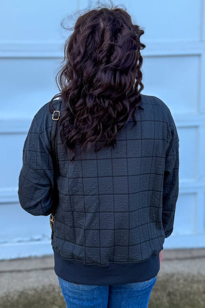 Slate Jacquard Check Motif Top back