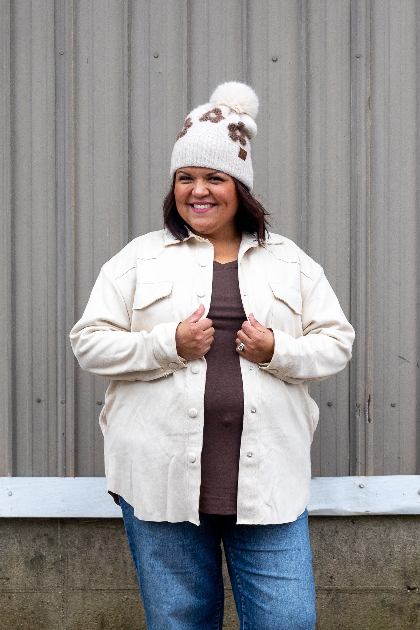 Ivory Suede Shacket