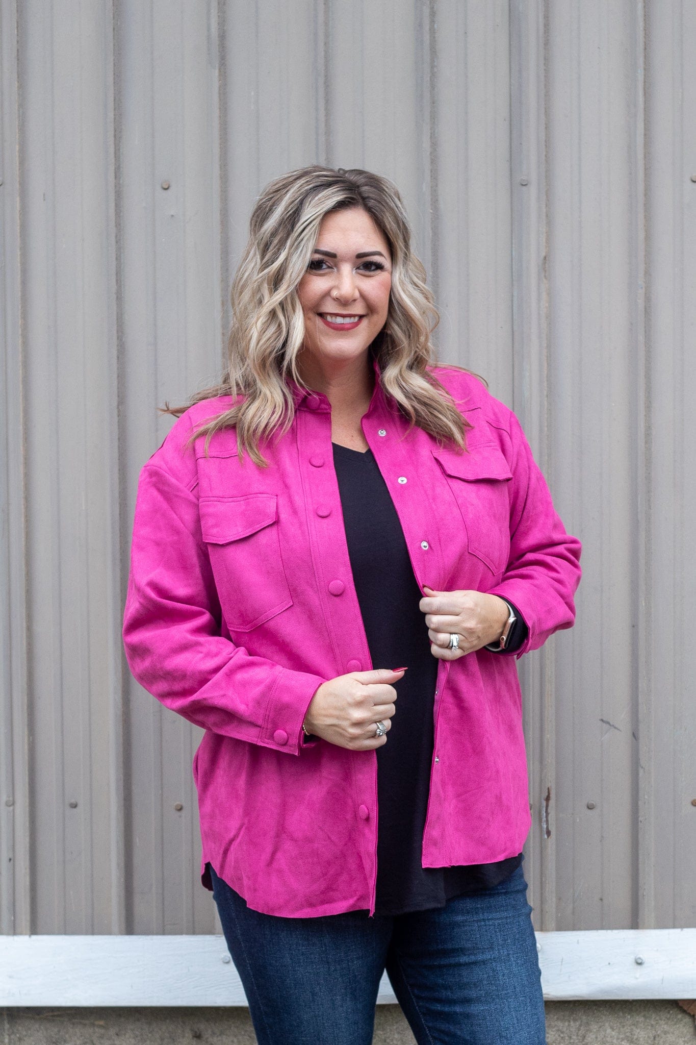 Magenta Suede Shacket
