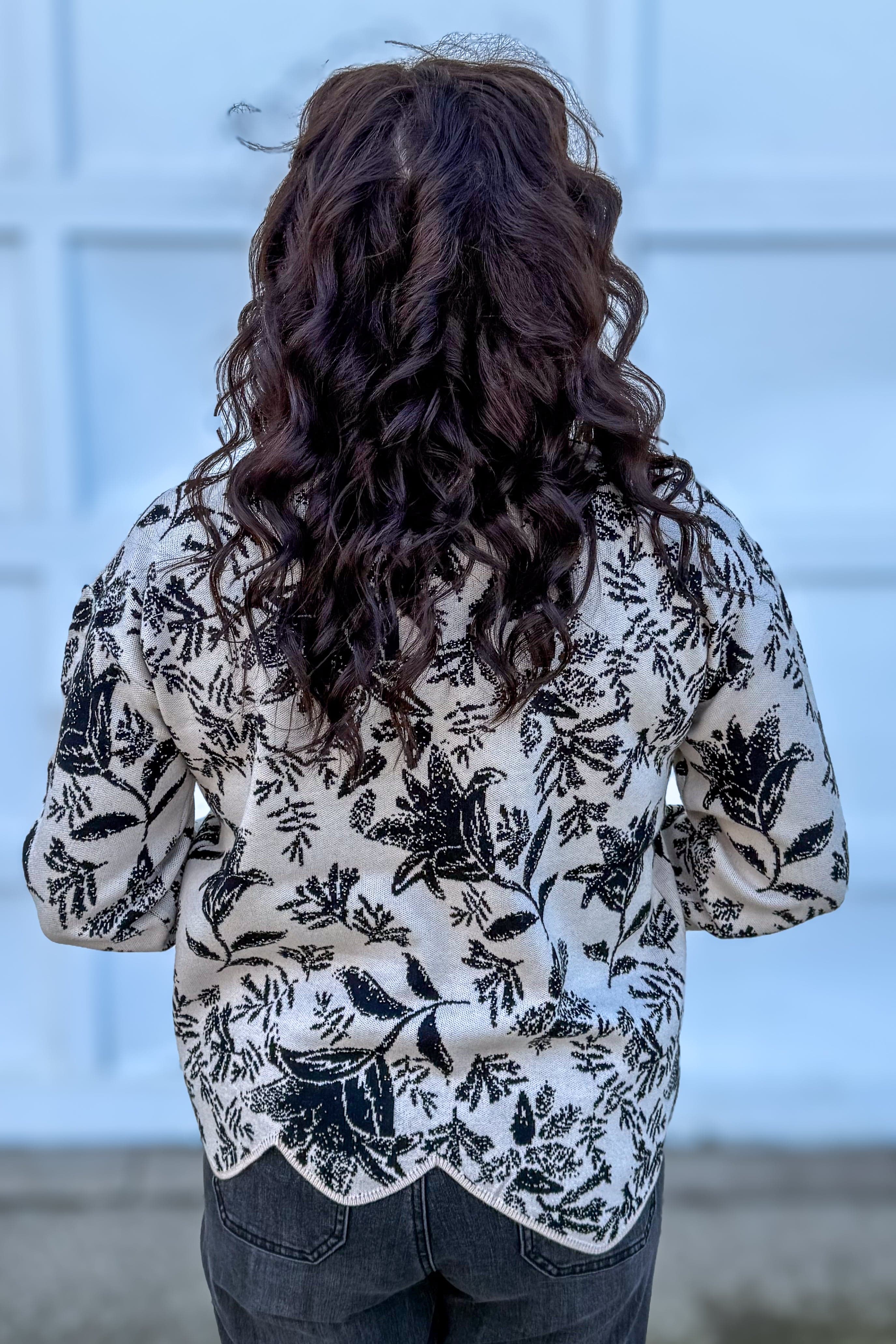 Taupe Jacquard Sweater Top back
