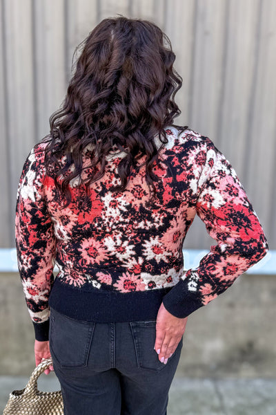 Black Flower Jacquard Sweater back