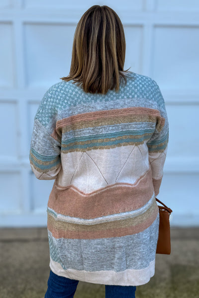 Earthtone Colorblock Cardigan back
