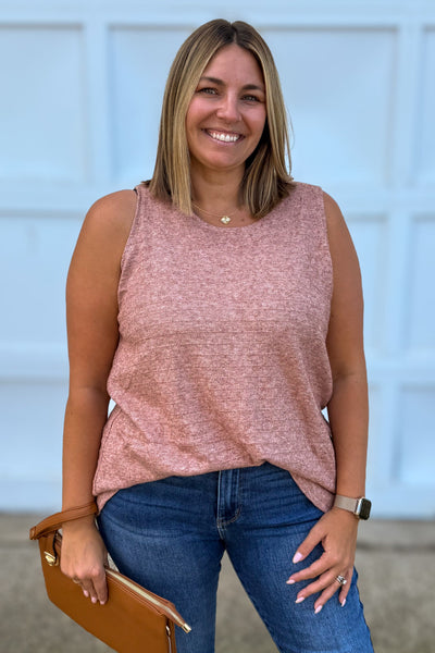 Terracotta Ribbed Texture Tunic Tank 