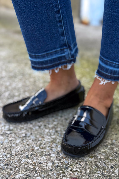 Black Crinkle Patent-Penny For Your Thoughts
