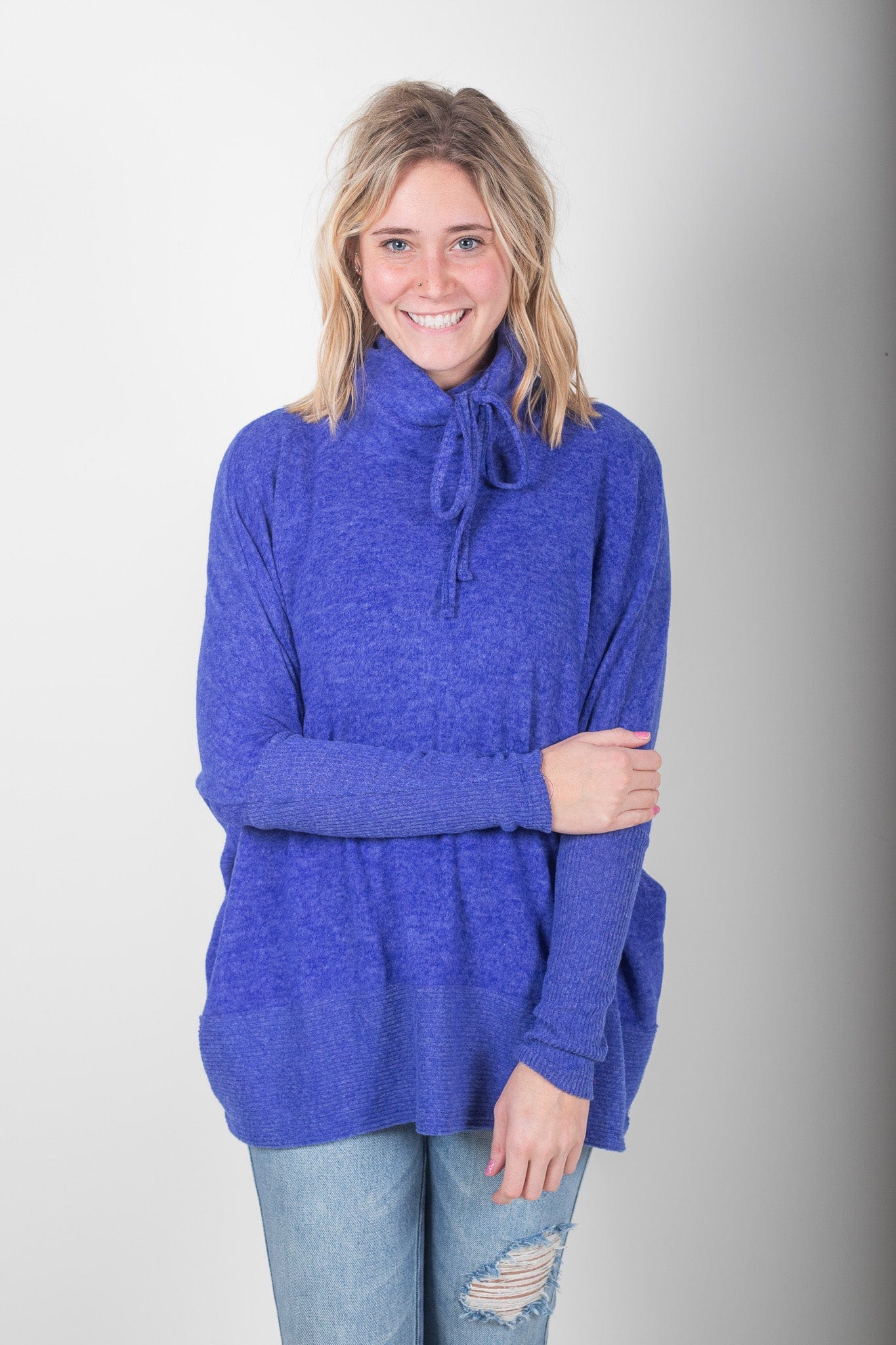 Bright Blue Brushed Hacci Sweater