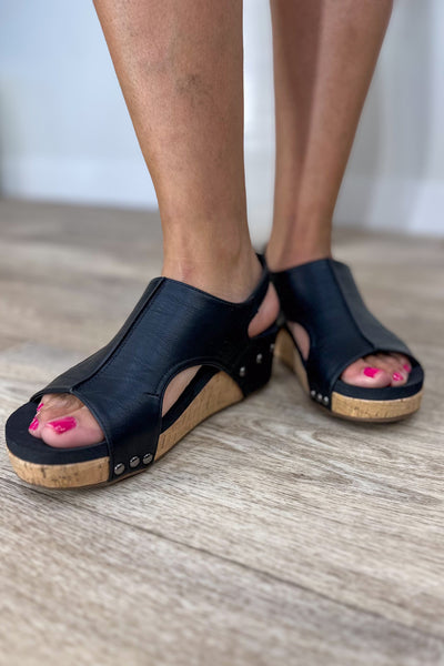 Volta II Black Wedged Sandal