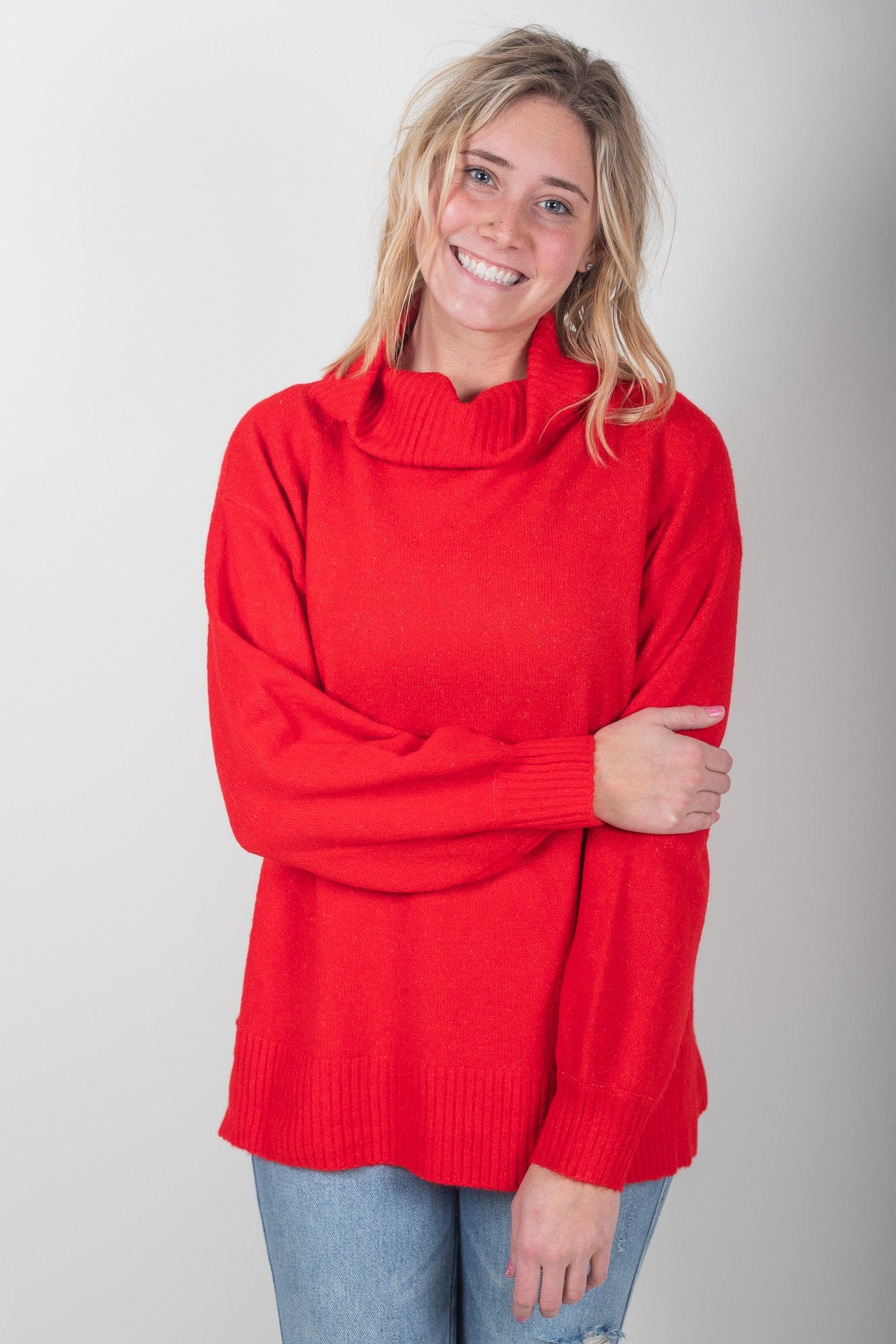 Red Balloon Slv Turtle Neck Sweater