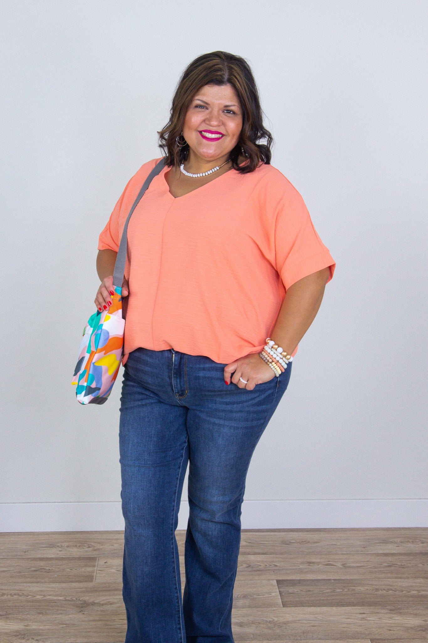 Coral Breezy Blouse Front
