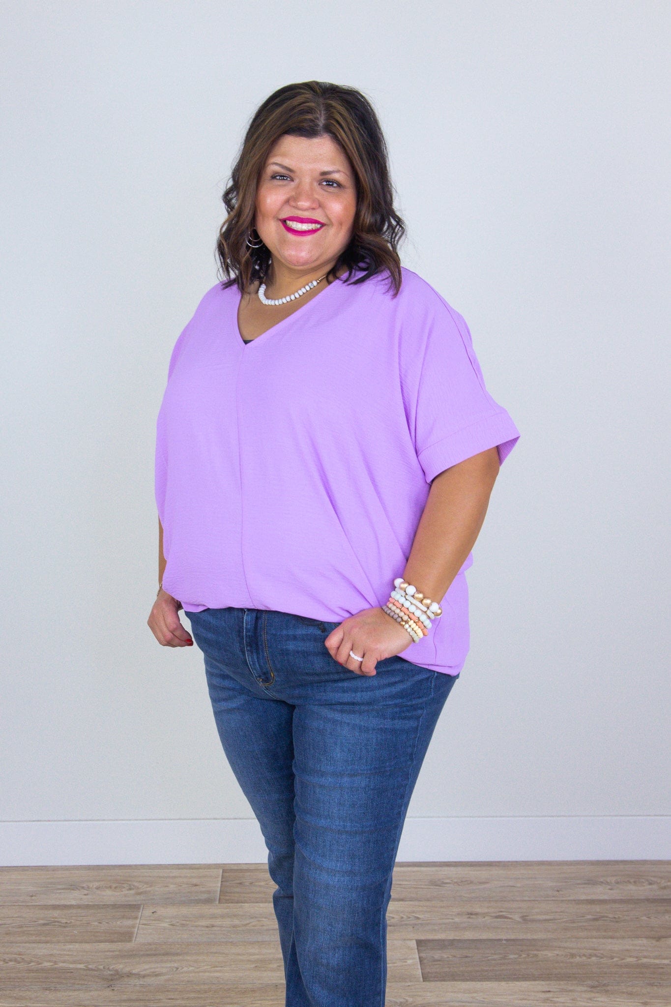 Bright Lavender Breezy Blouse Front