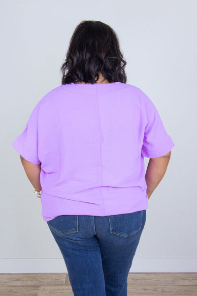 Bright Lavender Breezy Blouse Baack