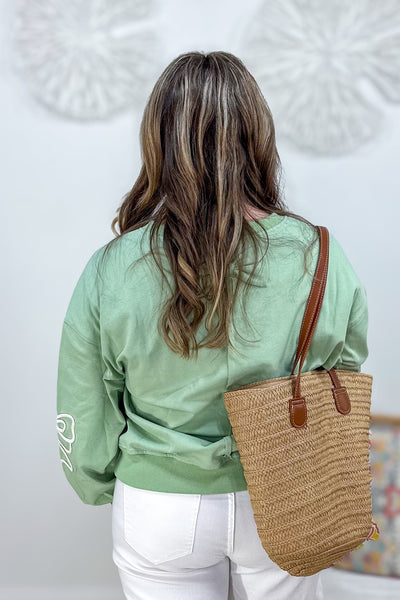Sage Flower Embroidered Top Back