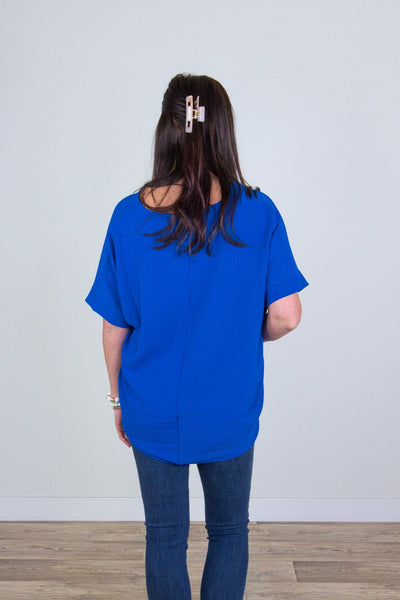 Classic Blue Breezy Blouse Back