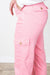 Pink Dyed Cargo Straight Jeans Cargo Detail