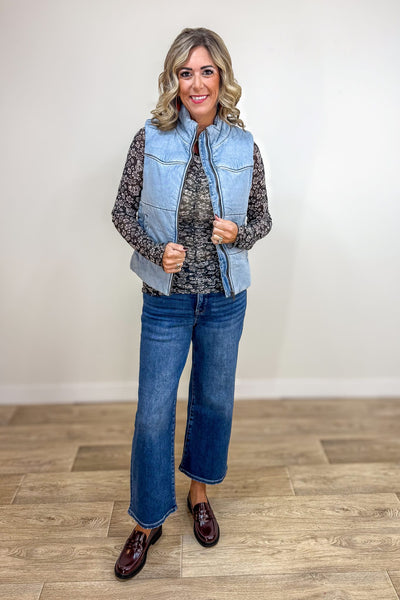 Denim Puffer Vest