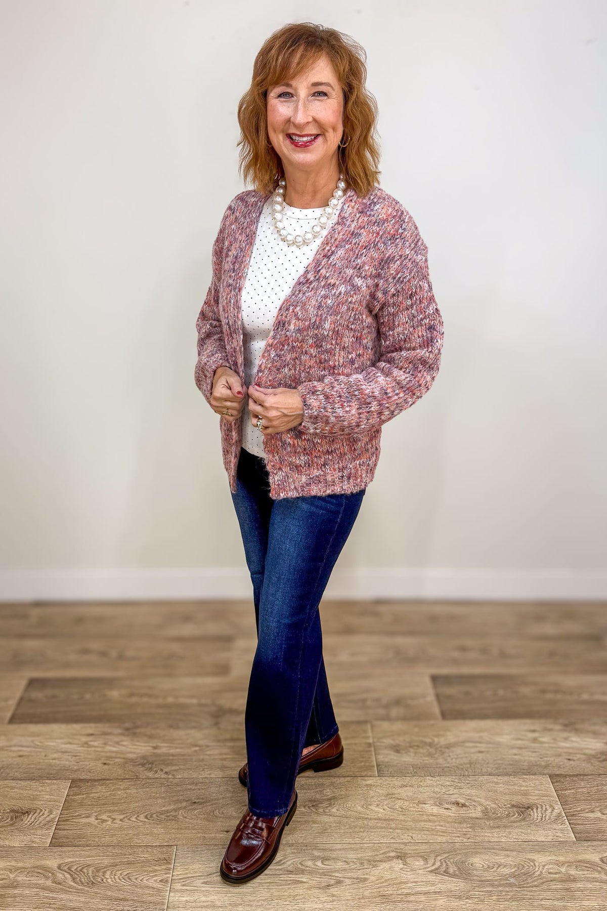 Pink Multi Texture Cardigan
