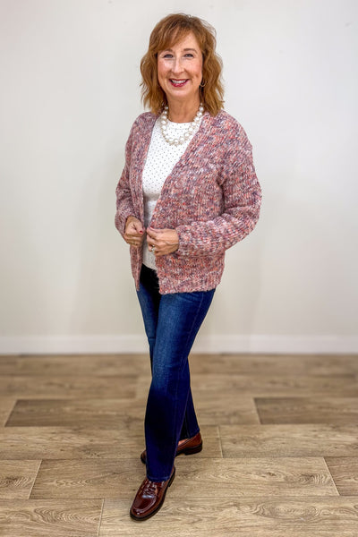 Pink Multi Texture Cardigan