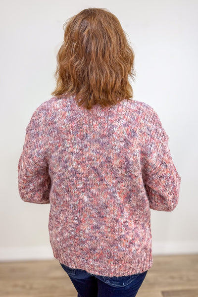 Pink Multi Texture Cardigan Back