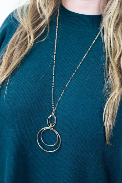 Gold W/ Silver Round Dangle Necklace
